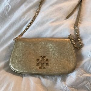 Gold Tory Burch clutch - like new -